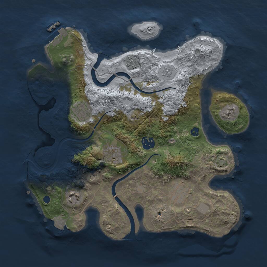 Rust Map: Procedural Map, Size: 3000, Seed: 1021328092, 11 Monuments