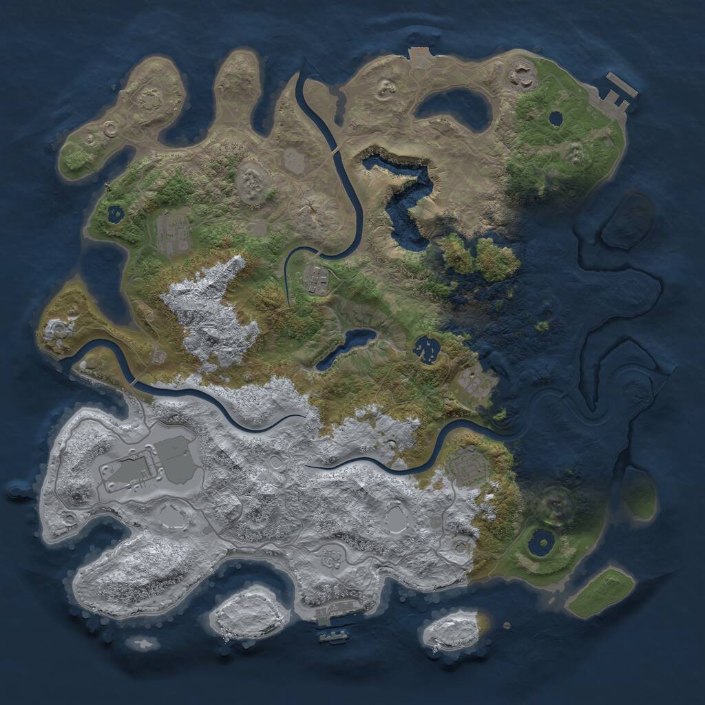 Rust Map: Procedural Map, Size: 4000, Seed: 227075877, 13 Monuments