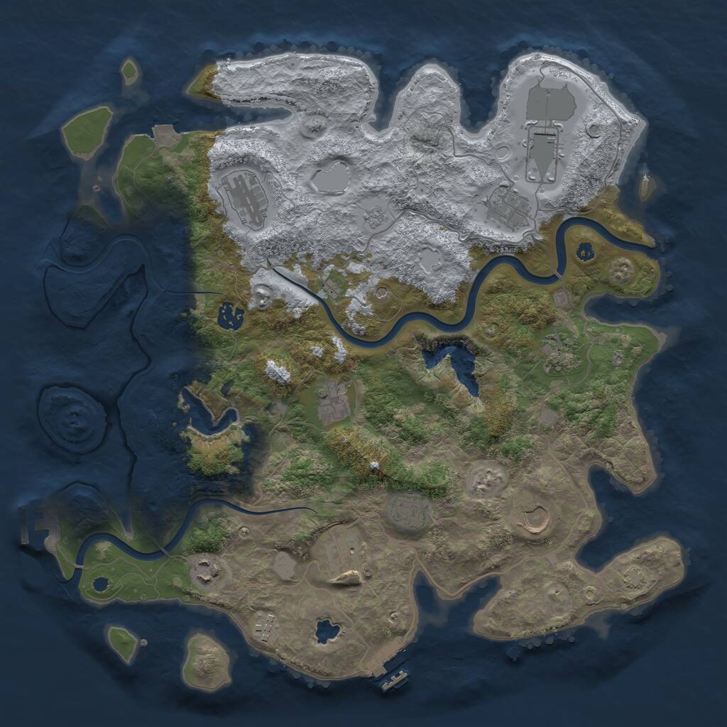 Rust Map: Procedural Map, Size: 4000, Seed: 830445139, 17 Monuments