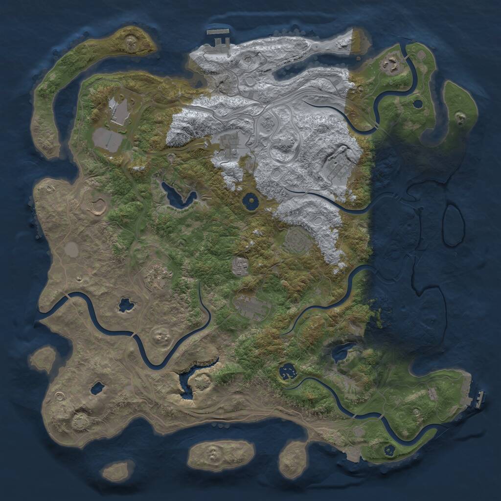 Rust Map: Procedural Map, Size: 4500, Seed: 2001050294, 16 Monuments