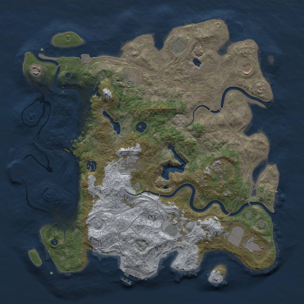 Rust Map: Procedural Map, Size: 4250, Seed: 40626, 16 Monuments