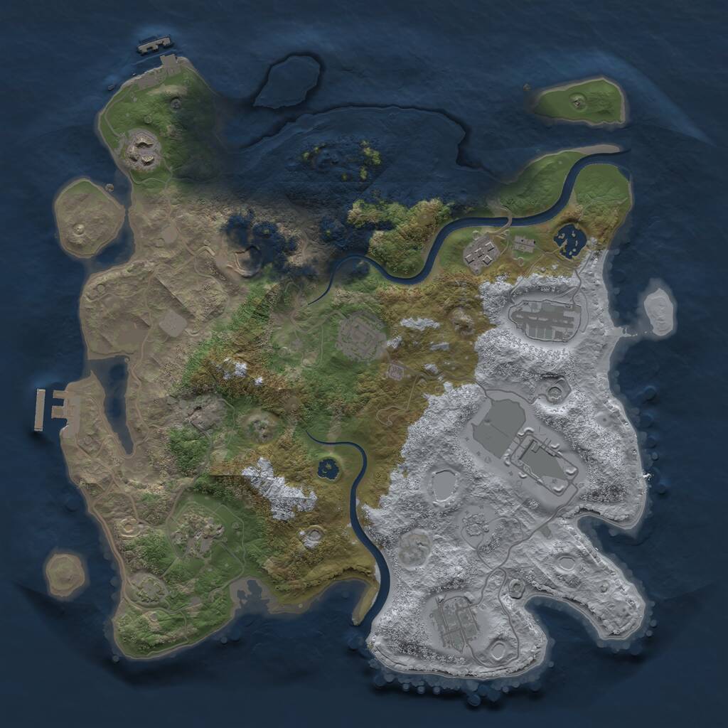 Rust Map: Procedural Map, Size: 3500, Seed: 1030095666, 15 Monuments