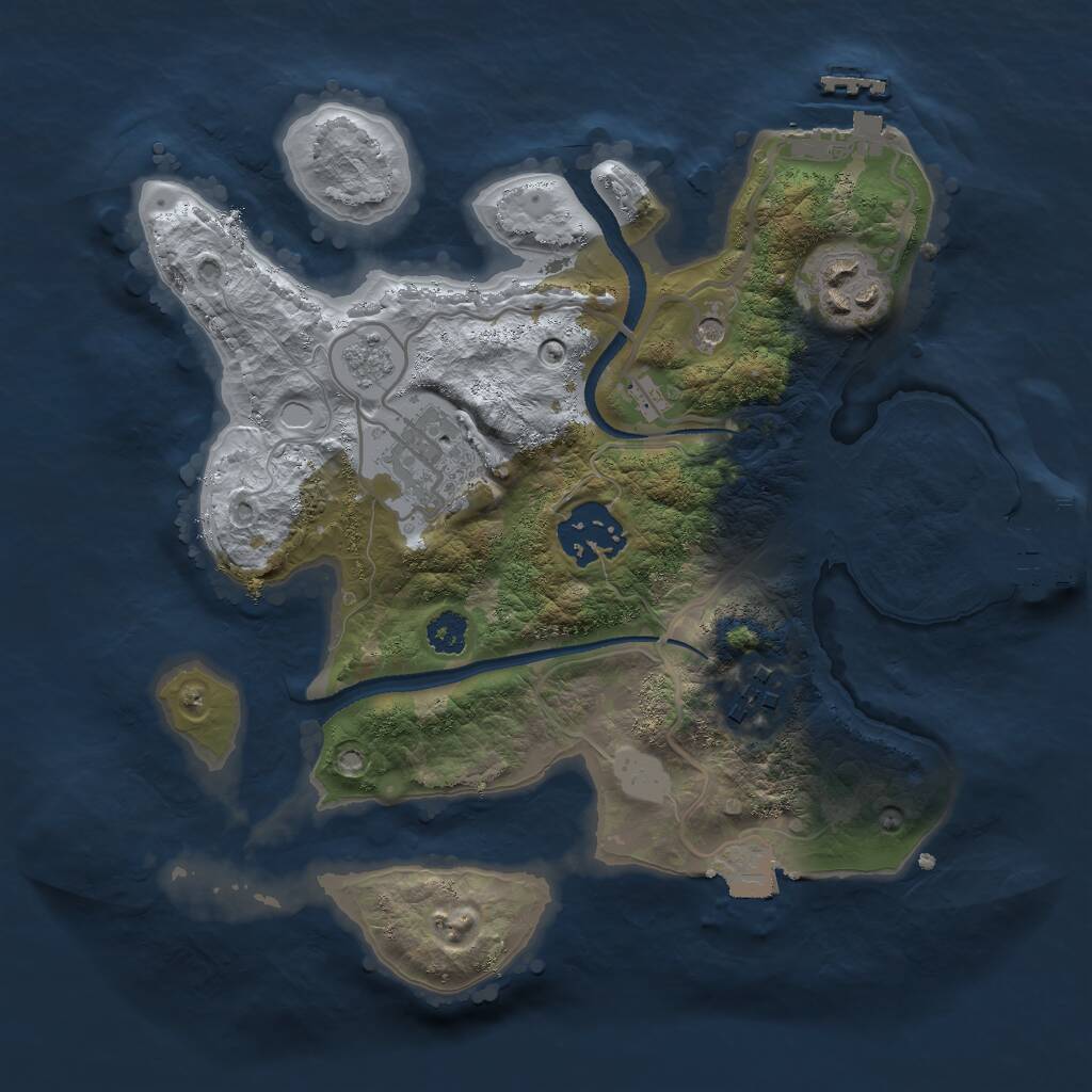 Rust Map: Procedural Map, Size: 2600, Seed: 875544, 9 Monuments