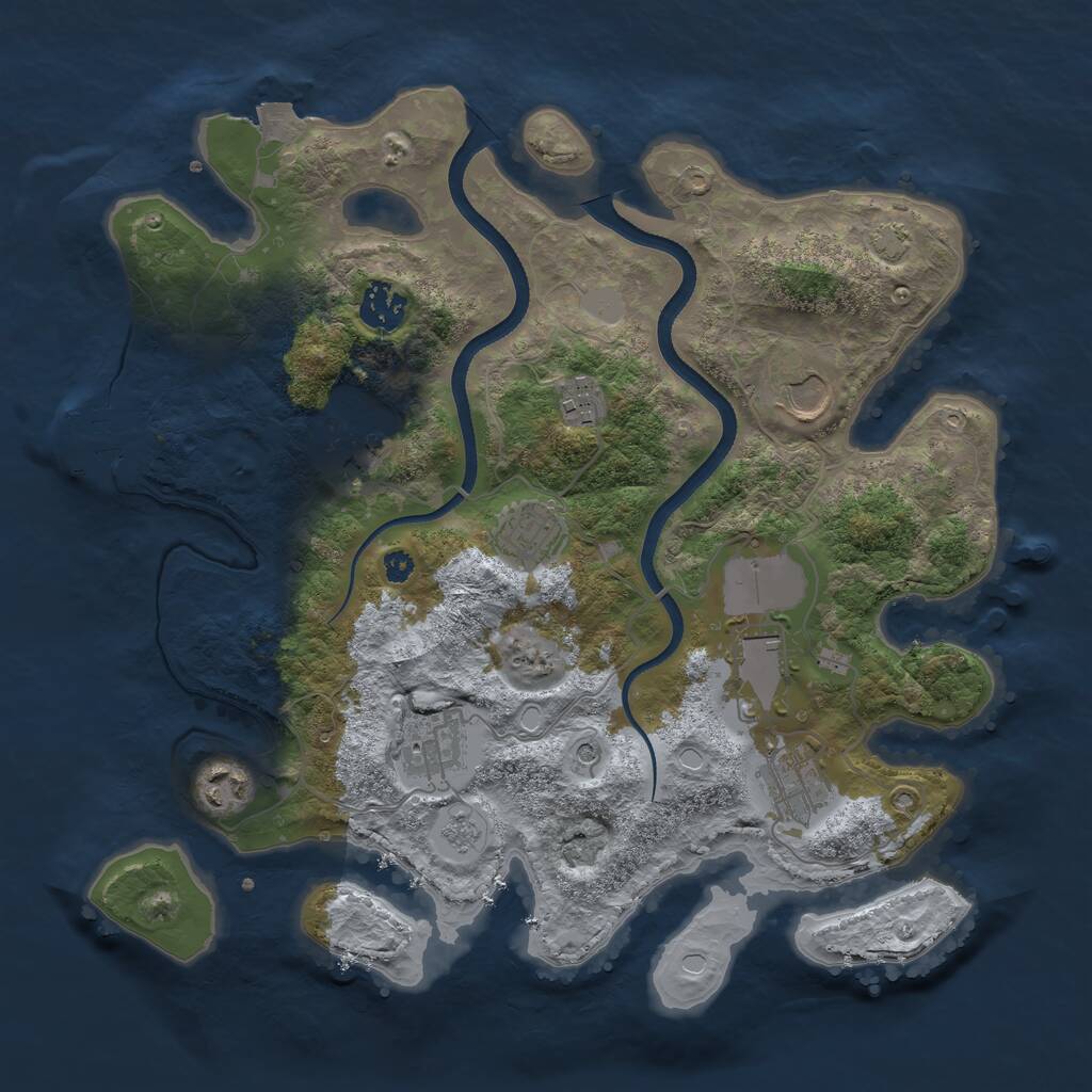 Rust Map: Procedural Map, Size: 3500, Seed: 2040531909, 14 Monuments