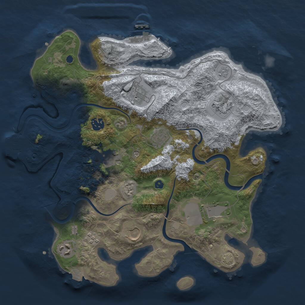 Rust Map: Procedural Map, Size: 3500, Seed: 1188160713, 15 Monuments