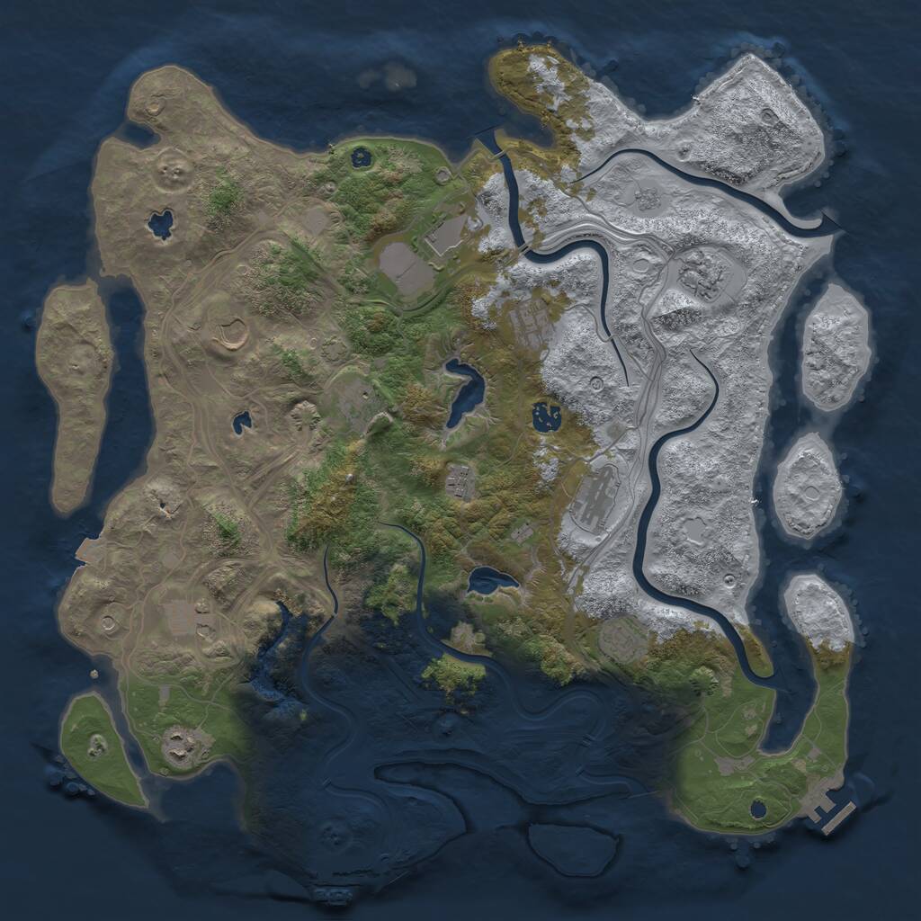 Rust Map: Procedural Map, Size: 4500, Seed: 714048734, 17 Monuments