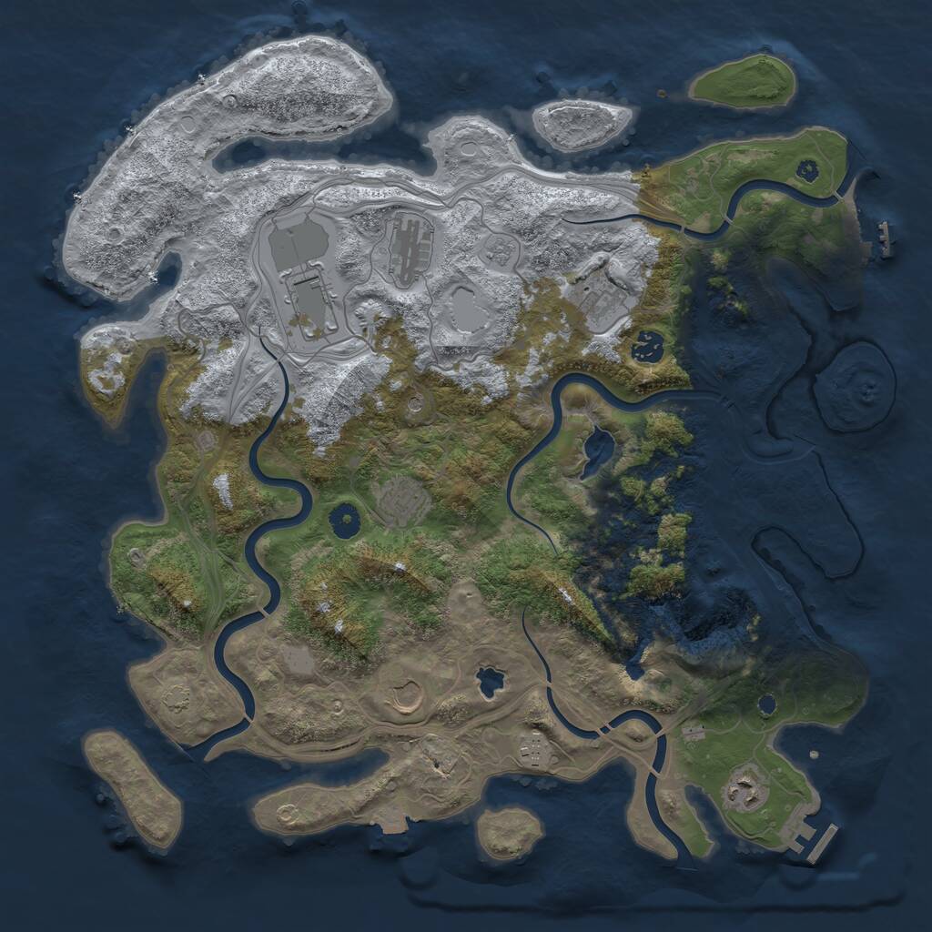 Rust Map: Procedural Map, Size: 4250, Seed: 1811218486, 14 Monuments