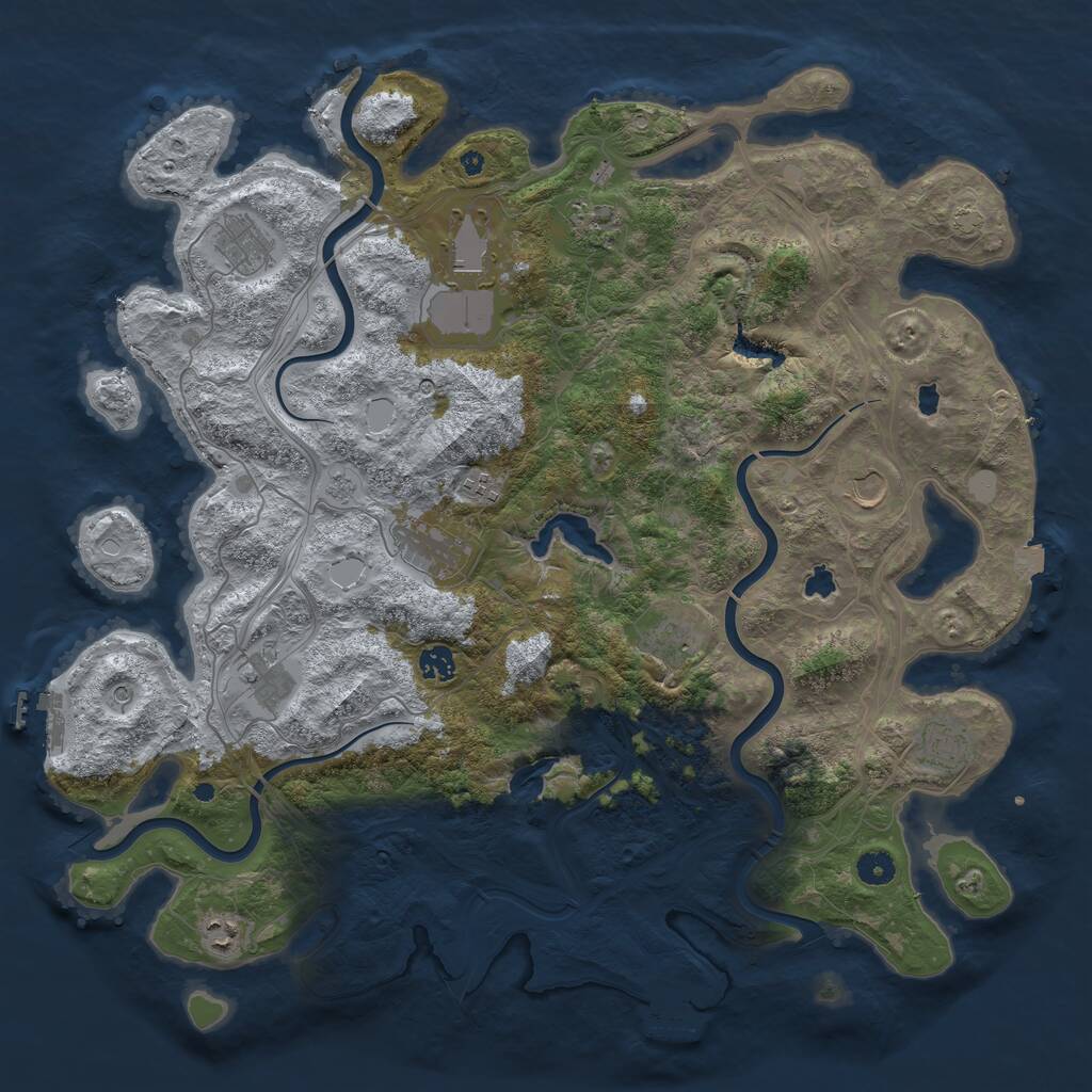 Rust Map: Procedural Map, Size: 4500, Seed: 2113982830, 17 Monuments