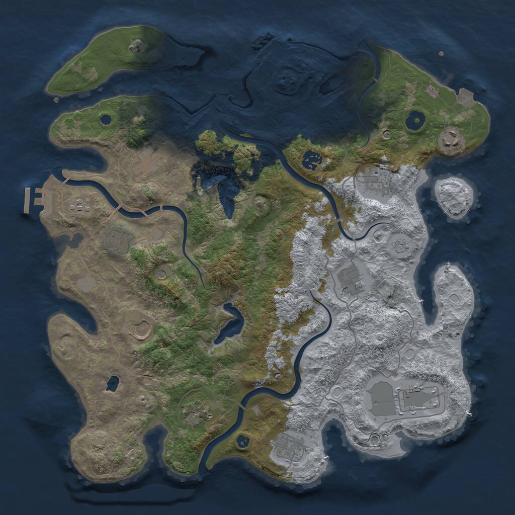 Rust Map: Procedural Map, Size: 4000, Seed: 1455087055, 17 Monuments