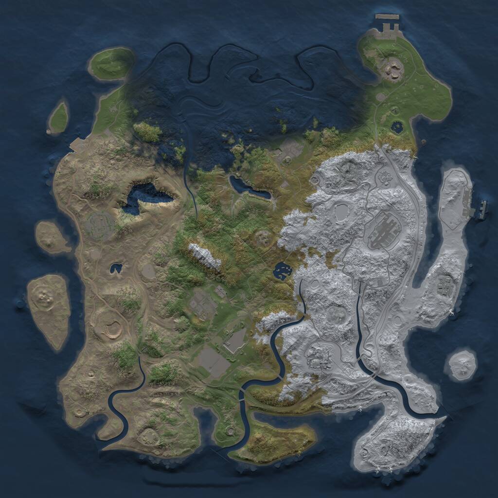 Rust Map: Procedural Map, Size: 4250, Seed: 1046314577, 16 Monuments