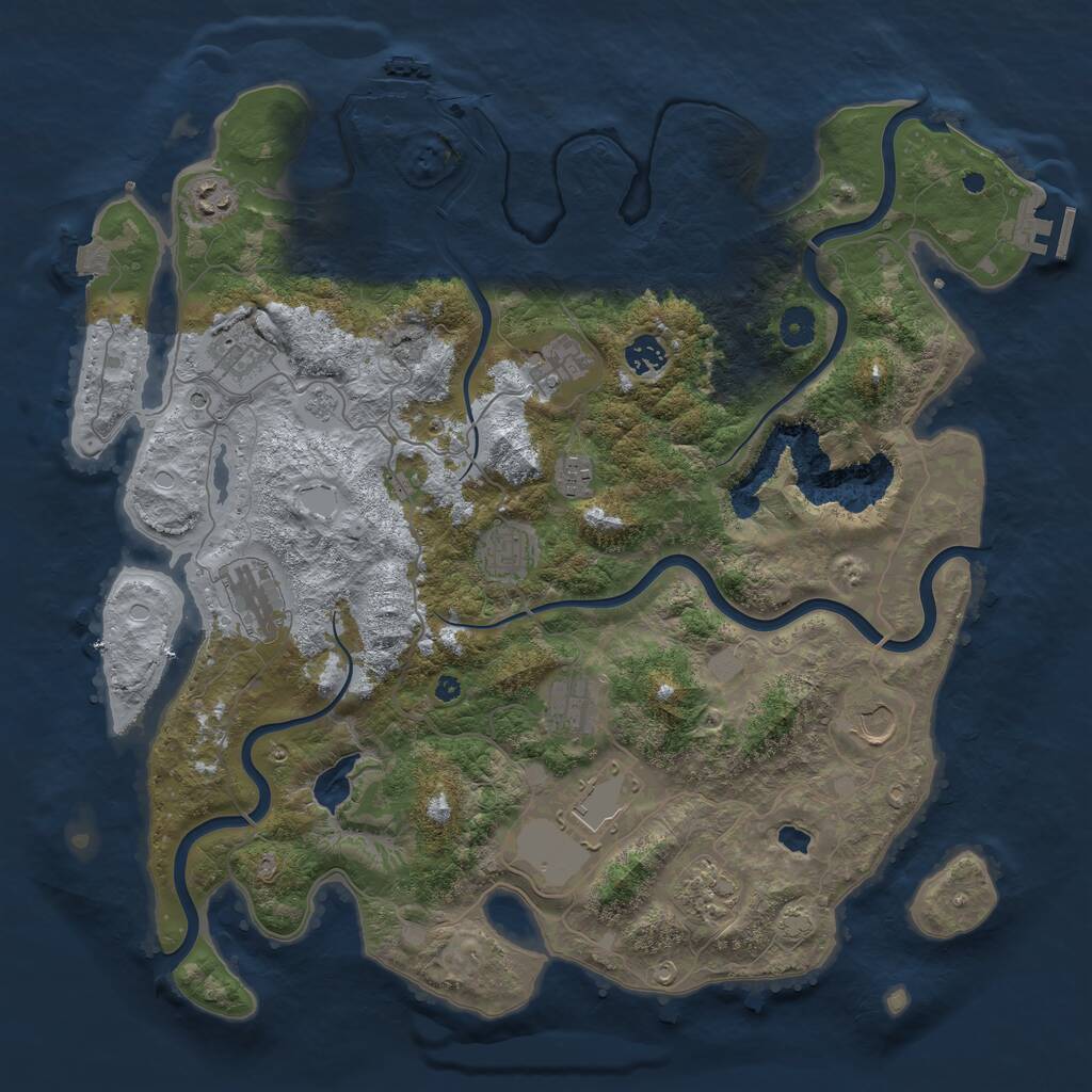 Rust Map: Procedural Map, Size: 4200, Seed: 847732361, 17 Monuments