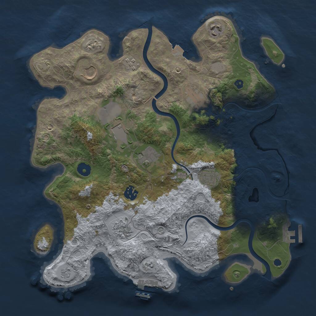 Rust Map: Procedural Map, Size: 3500, Seed: 1999107865, 15 Monuments