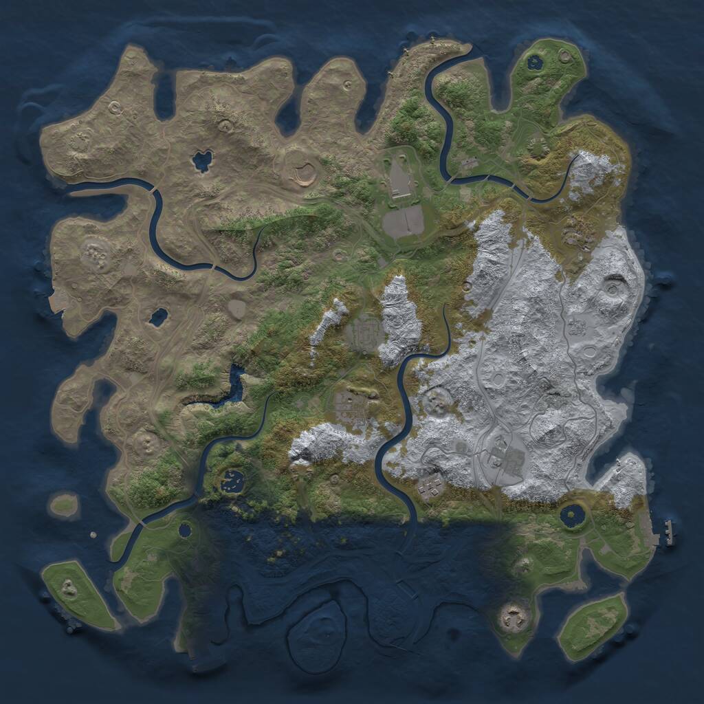 Rust Map: Procedural Map, Size: 4500, Seed: 1381777017, 15 Monuments