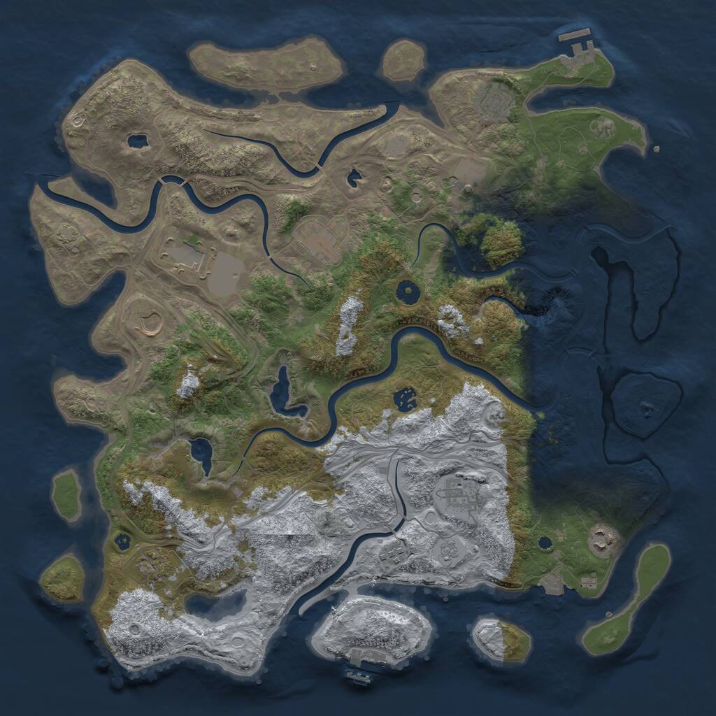 Rust Map: Procedural Map, Size: 4500, Seed: 1122331122, 16 Monuments