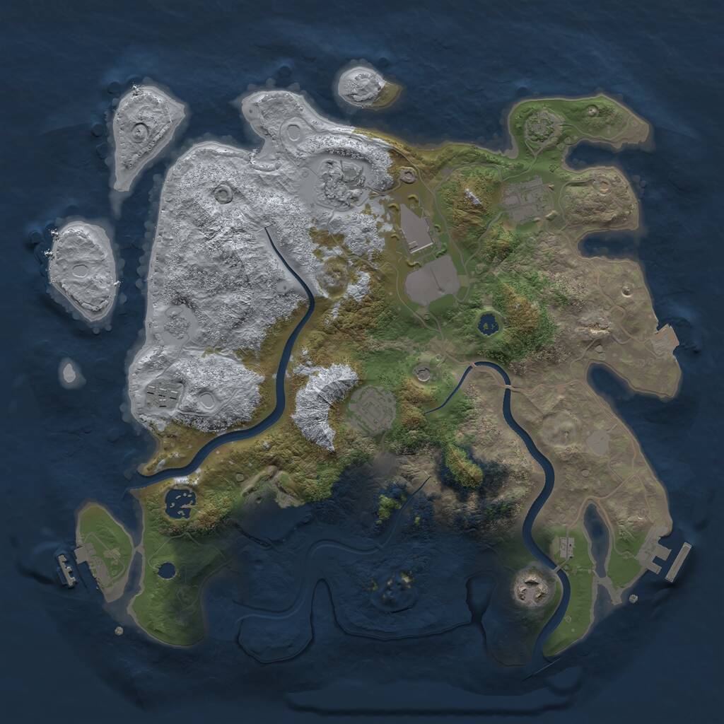 Rust Map: Procedural Map, Size: 3500, Seed: 1455991018, 14 Monuments