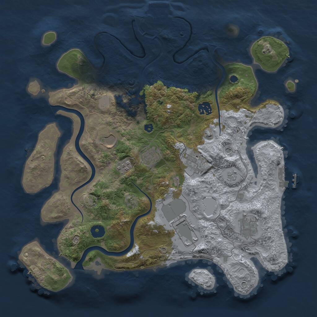 Rust Map: Procedural Map, Size: 3500, Seed: 855660294, 13 Monuments
