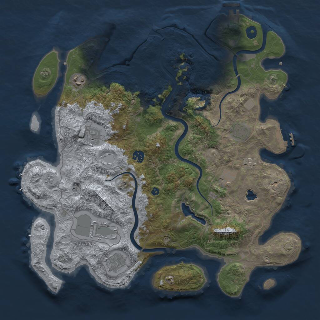 Rust Map: Procedural Map, Size: 4000, Seed: 692721577, 14 Monuments