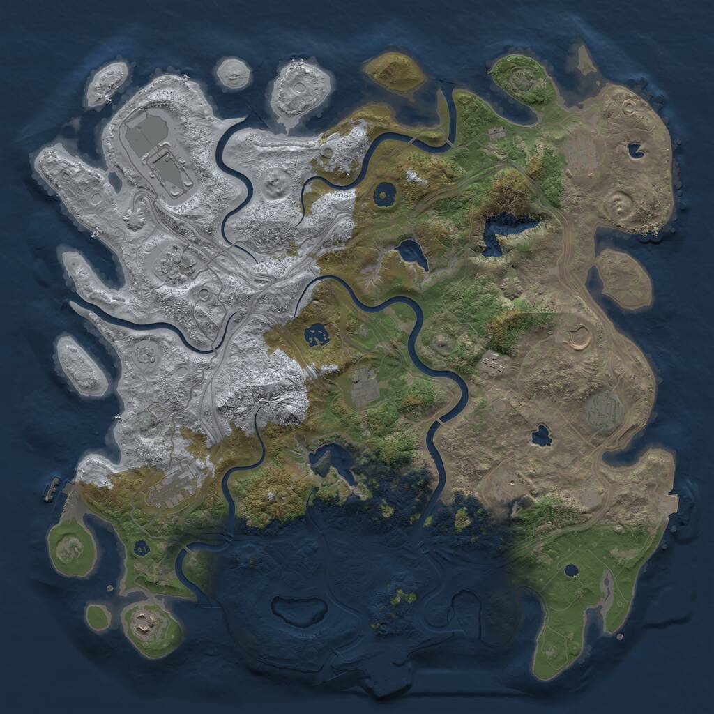 Rust Map: Procedural Map, Size: 4500, Seed: 1145154282, 17 Monuments