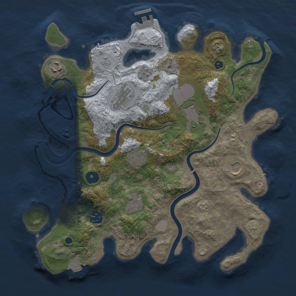Rust Map: Procedural Map, Size: 3500, Seed: 972572685, 13 Monuments
