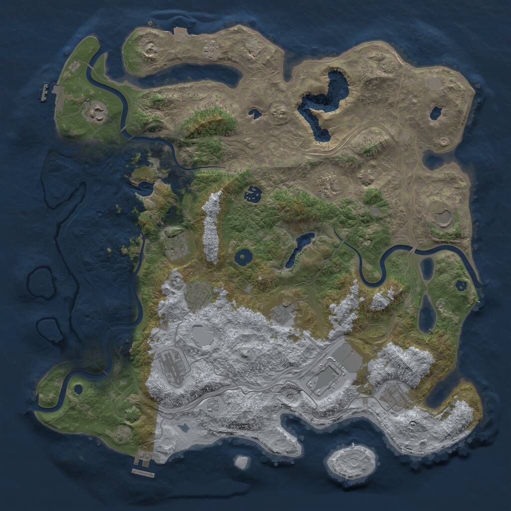 Rust Map: Procedural Map, Size: 4500, Seed: 1401636288, 17 Monuments