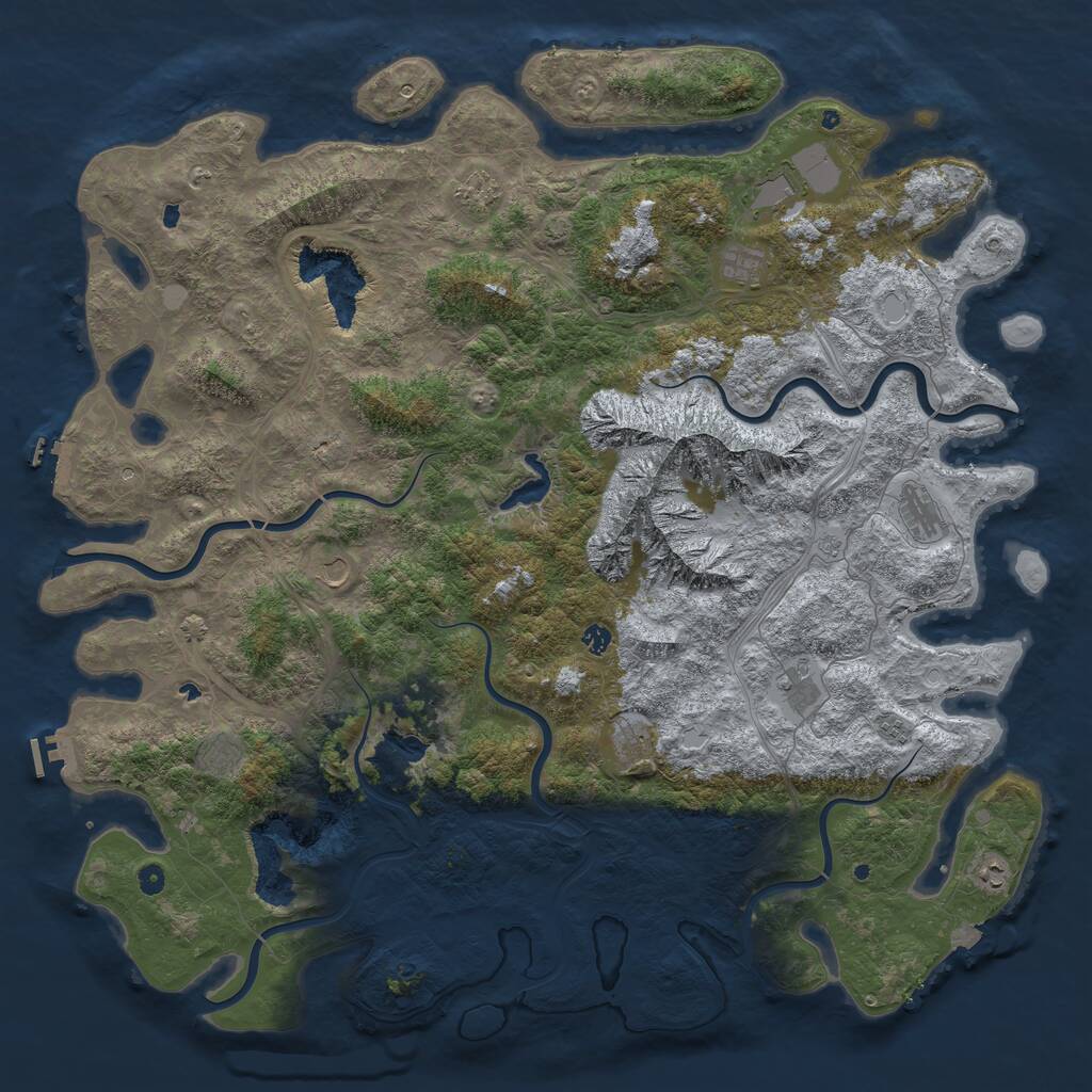 Rust Map: Procedural Map, Size: 5700, Seed: 1195319996, 17 Monuments
