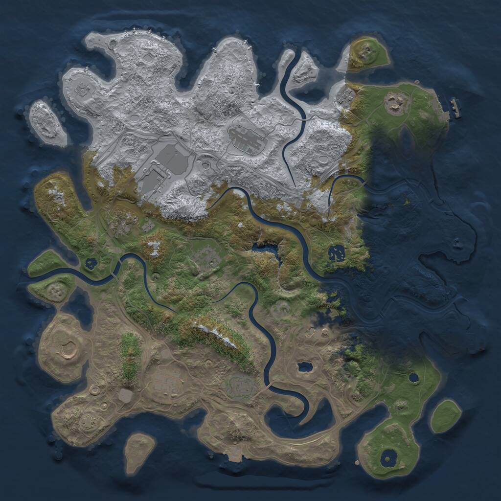 Rust Map: Procedural Map, Size: 4250, Seed: 2040991936, 17 Monuments