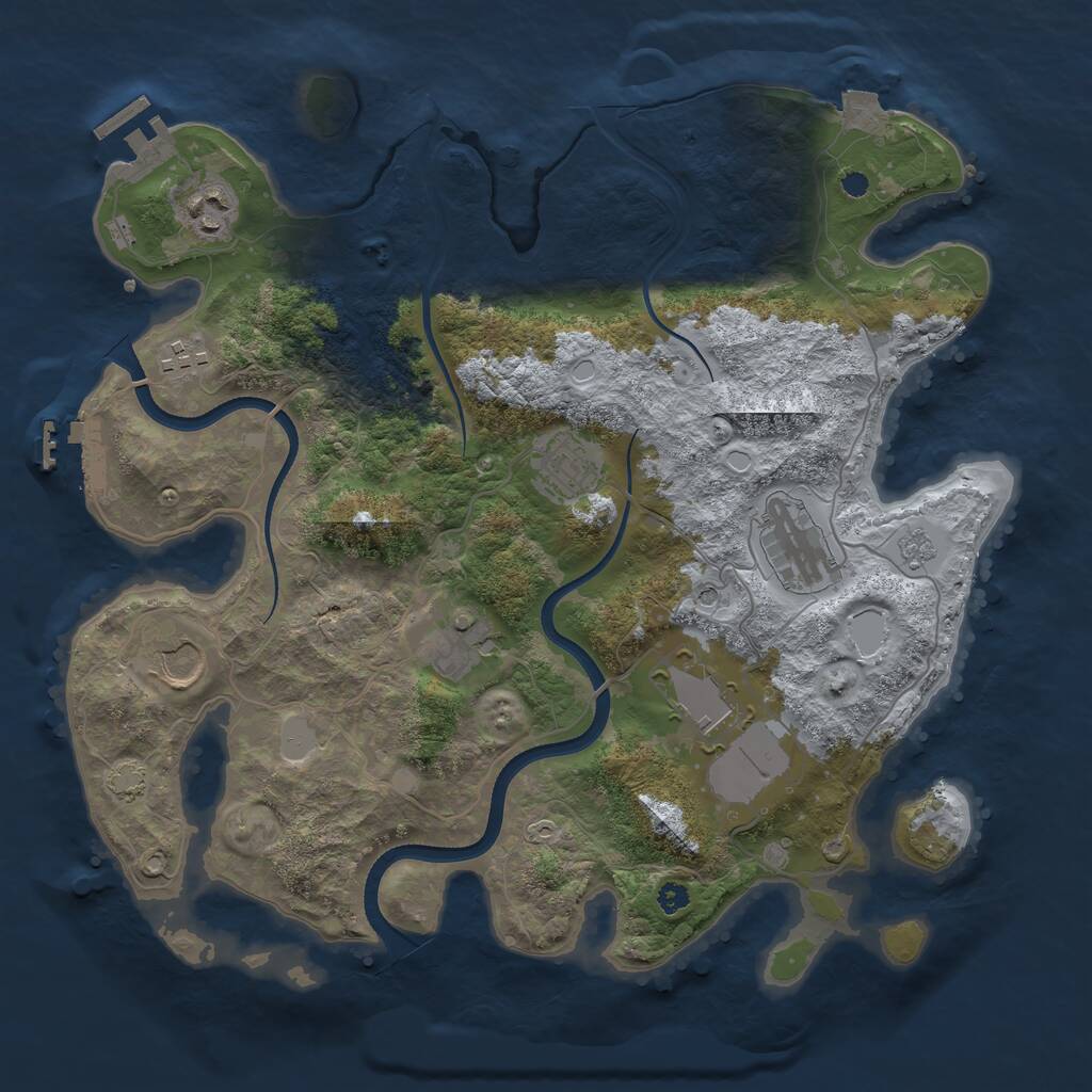 Rust Map: Procedural Map, Size: 3500, Seed: 382986729, 13 Monuments