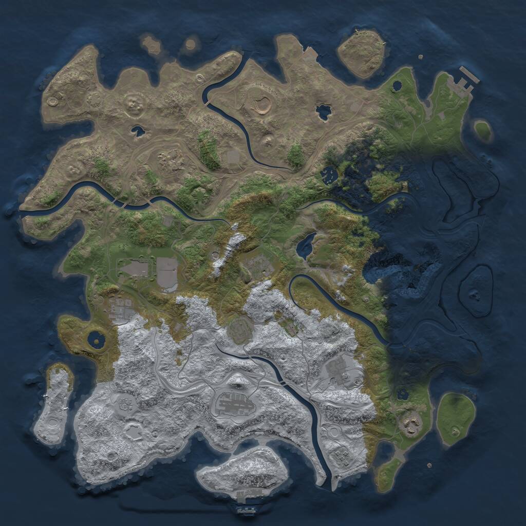 Rust Map: Procedural Map, Size: 4500, Seed: 1456960563, 17 Monuments