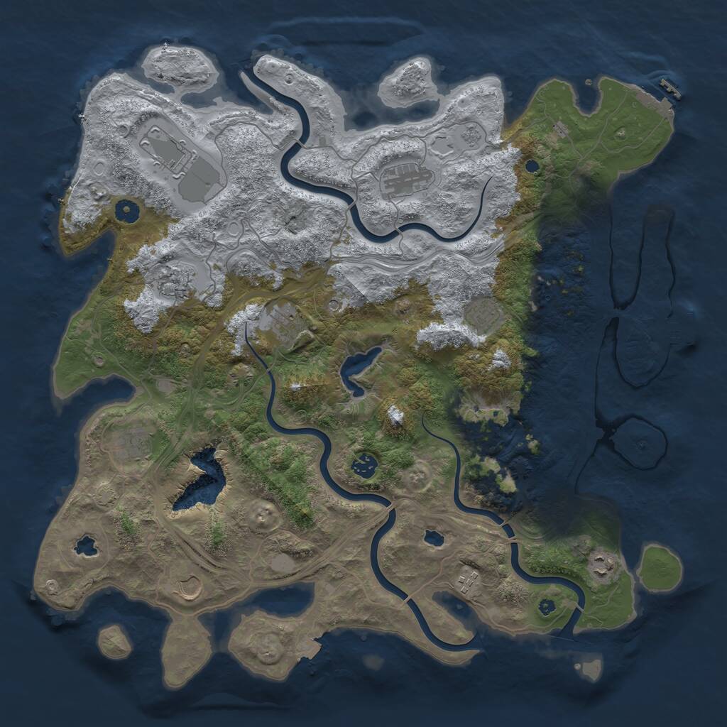 Rust Map: Procedural Map, Size: 4500, Seed: 121212, 16 Monuments