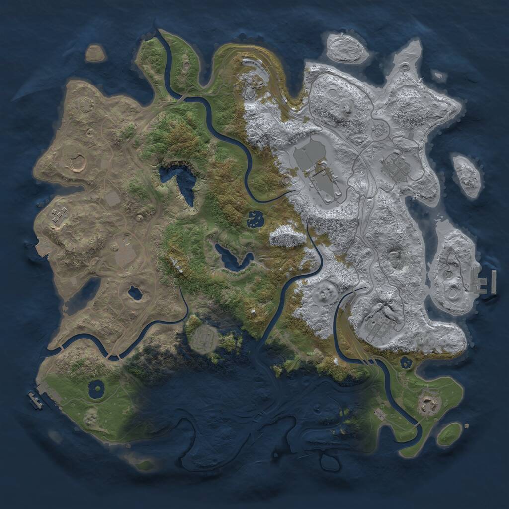 Rust Map: Procedural Map, Size: 4250, Seed: 588889975, 16 Monuments