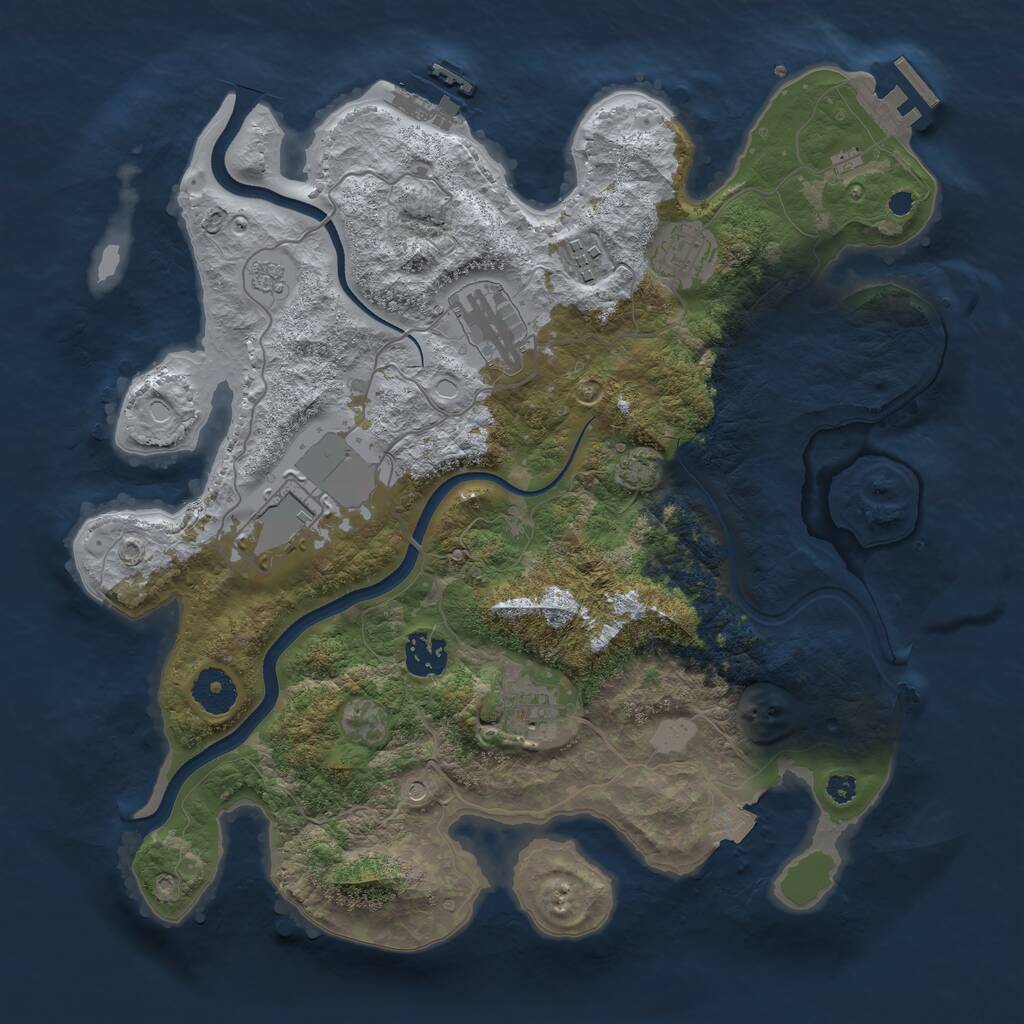 Rust Map: Procedural Map, Size: 3500, Seed: 1337101, 12 Monuments