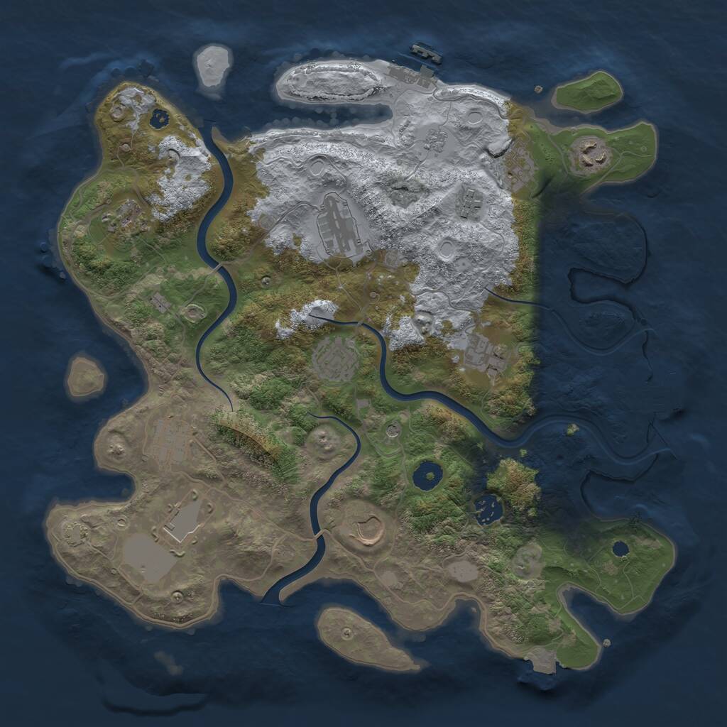 Rust Map: Procedural Map, Size: 3750, Seed: 216566211, 17 Monuments