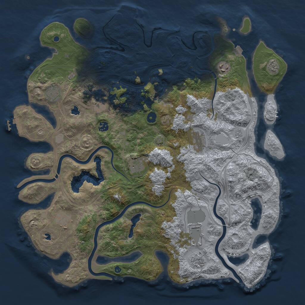 Rust Map: Procedural Map, Size: 4500, Seed: 629951475, 16 Monuments