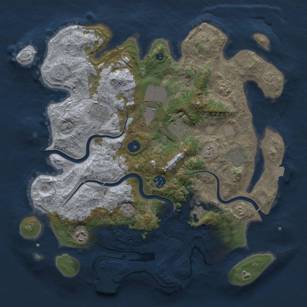 Rust Map: Procedural Map, Size: 3750, Seed: 674331618, 13 Monuments