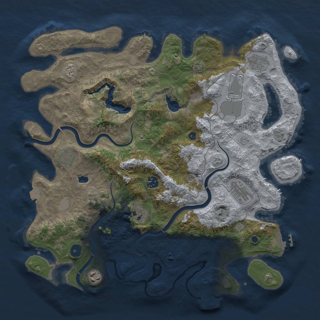 Rust Map: Procedural Map, Size: 4000, Seed: 5524234, 14 Monuments