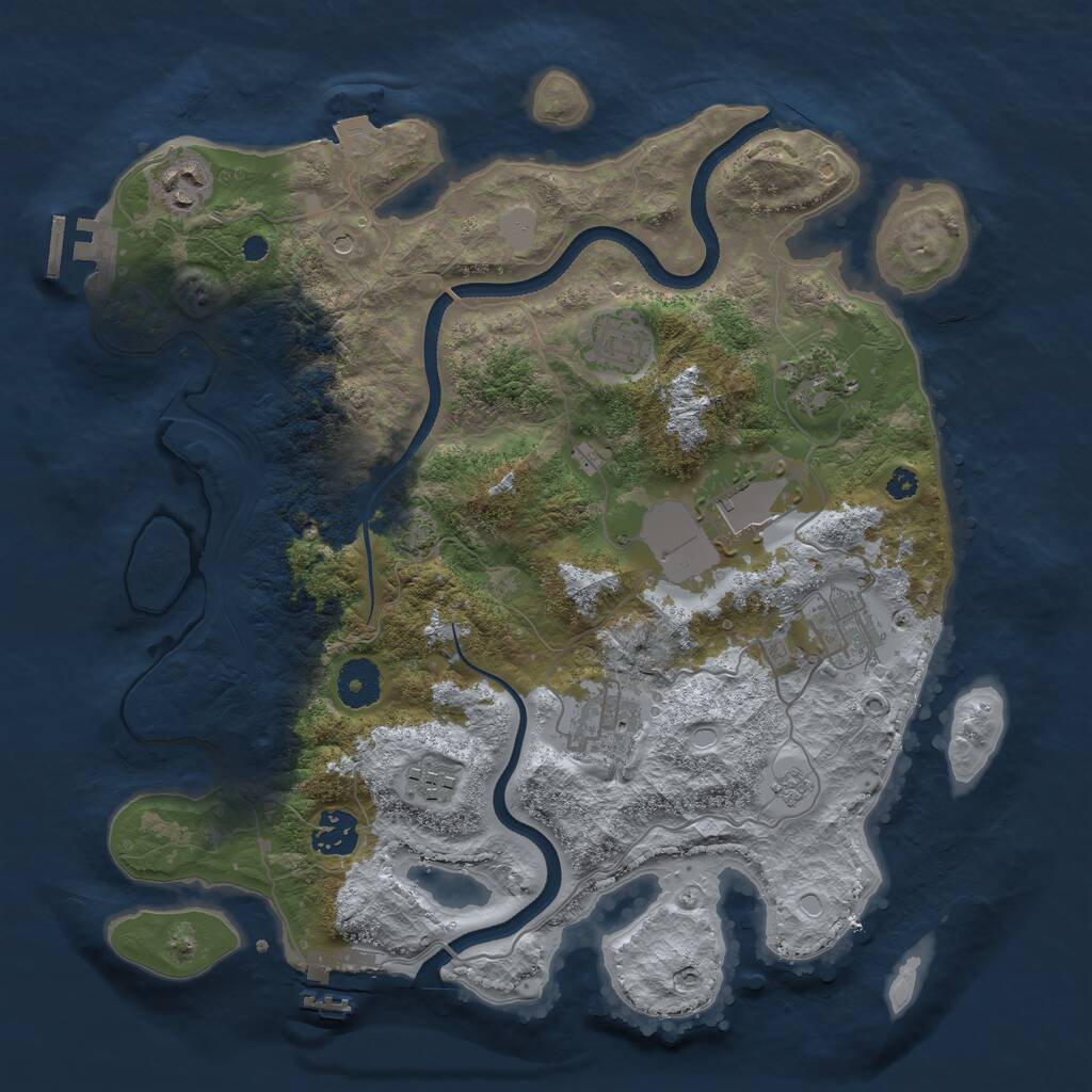 Rust Map: Procedural Map, Size: 3500, Seed: 798896087, 14 Monuments