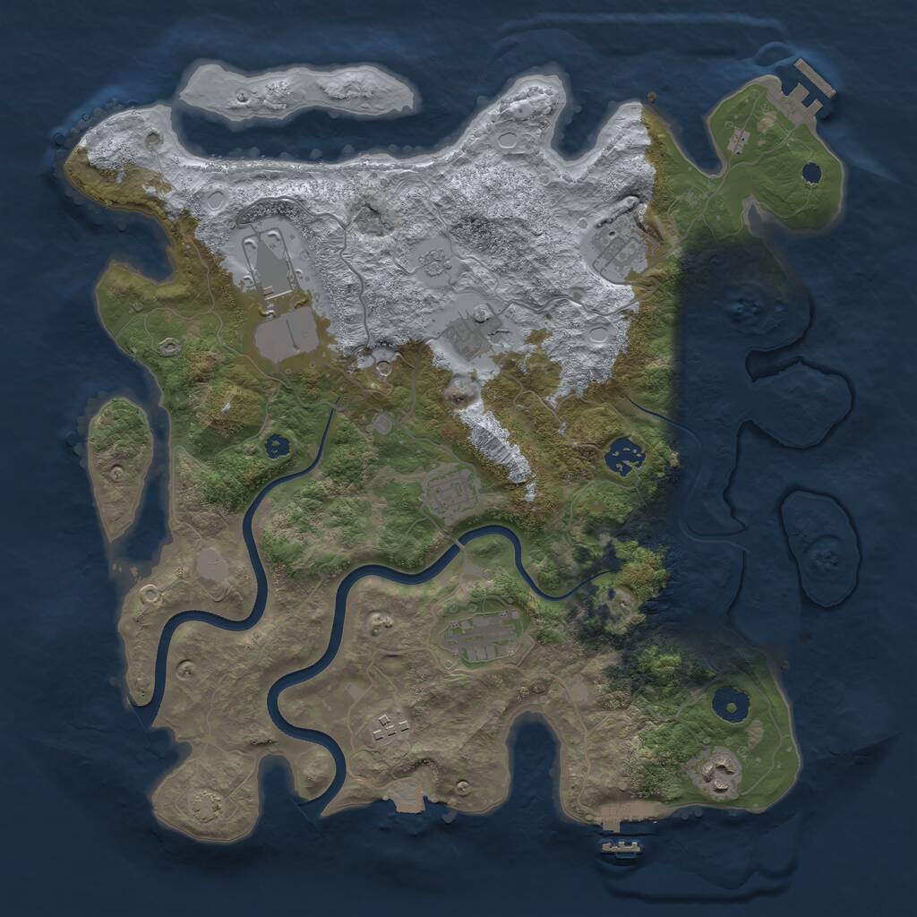 Rust Map: Procedural Map, Size: 3750, Seed: 360447153, 14 Monuments