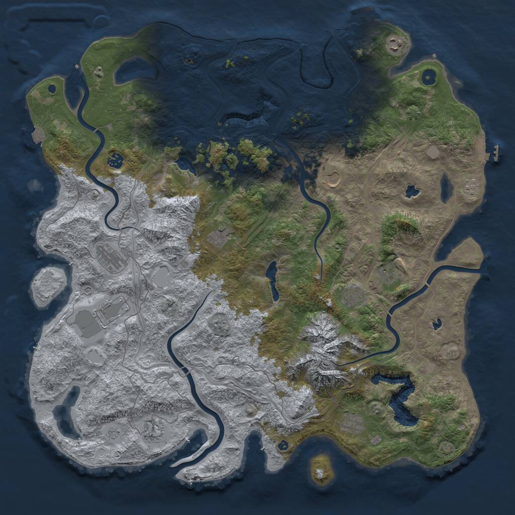 Rust Map: Procedural Map, Size: 5000, Seed: 2070658172, 17 Monuments