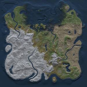 Thumbnail Rust Map: Procedural Map, Size: 5000, Seed: 2070658172, 17 Monuments