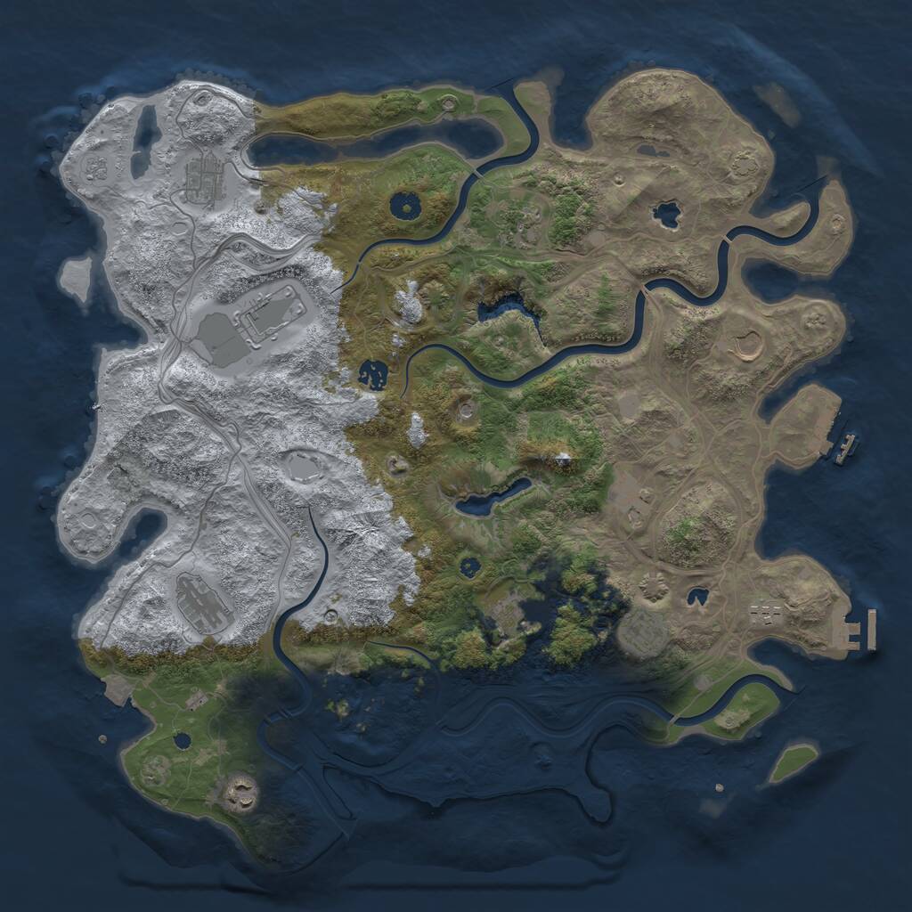 Rust Map: Procedural Map, Size: 4500, Seed: 48049764, 17 Monuments