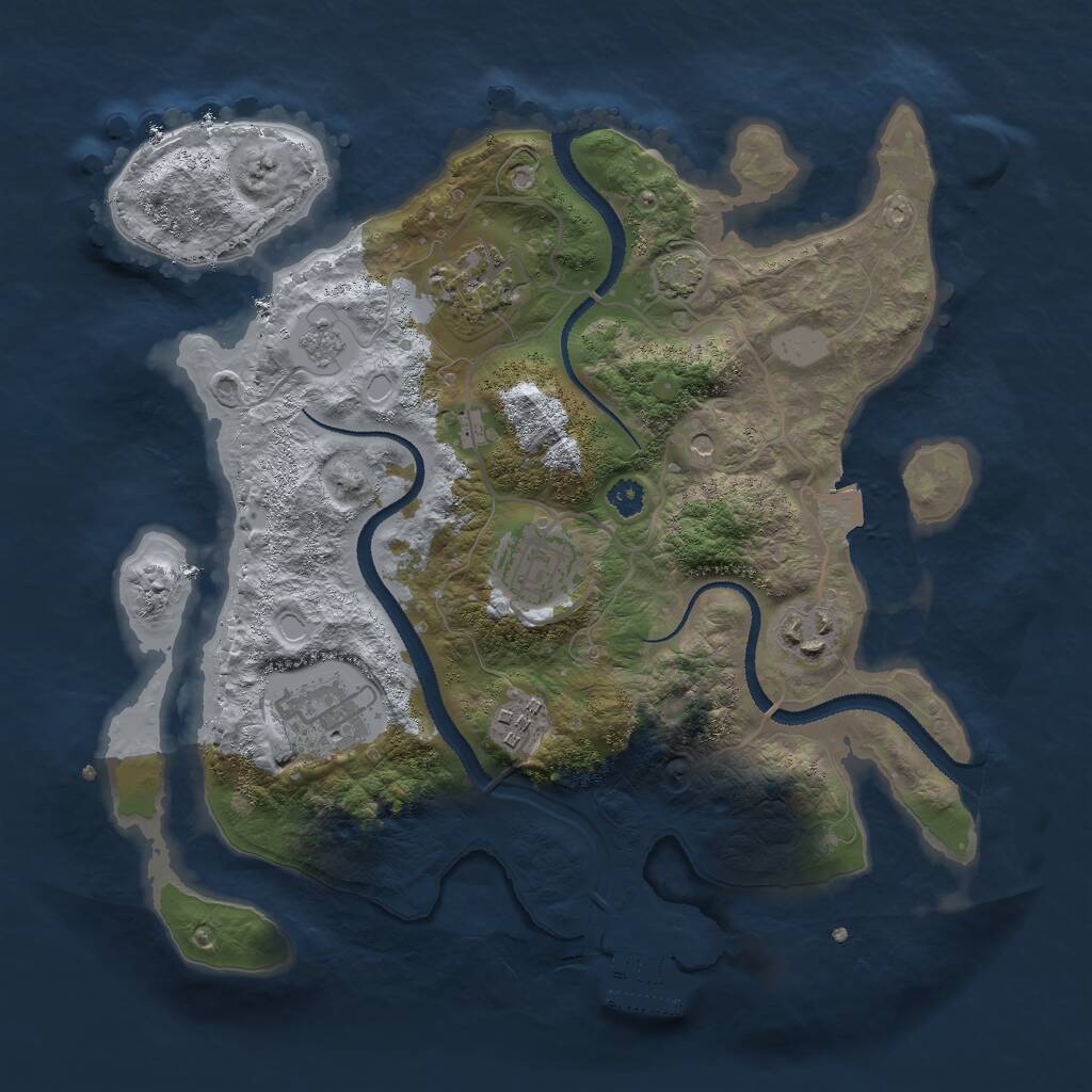 Rust Map: Procedural Map, Size: 3000, Seed: 1105183984, 10 Monuments