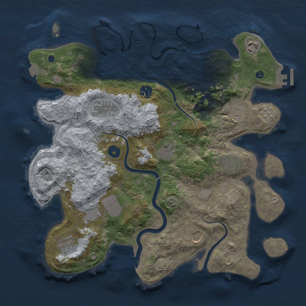 Rust Map: Procedural Map, Size: 3750, Seed: 1780595552, 15 Monuments