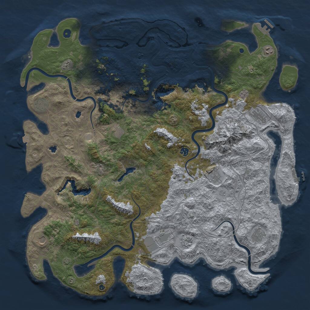 Rust Map: Procedural Map, Size: 5500, Seed: 2009666293, 17 Monuments