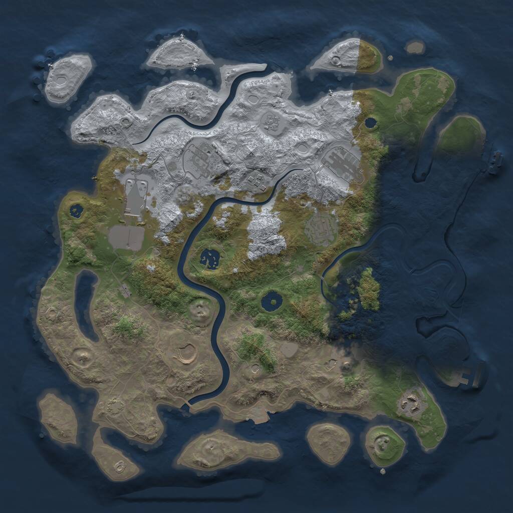 Rust Map: Procedural Map, Size: 3800, Seed: 997962054, 15 Monuments