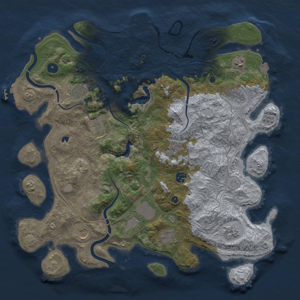 Rust Map: Procedural Map, Size: 4250, Seed: 550791214, 17 Monuments