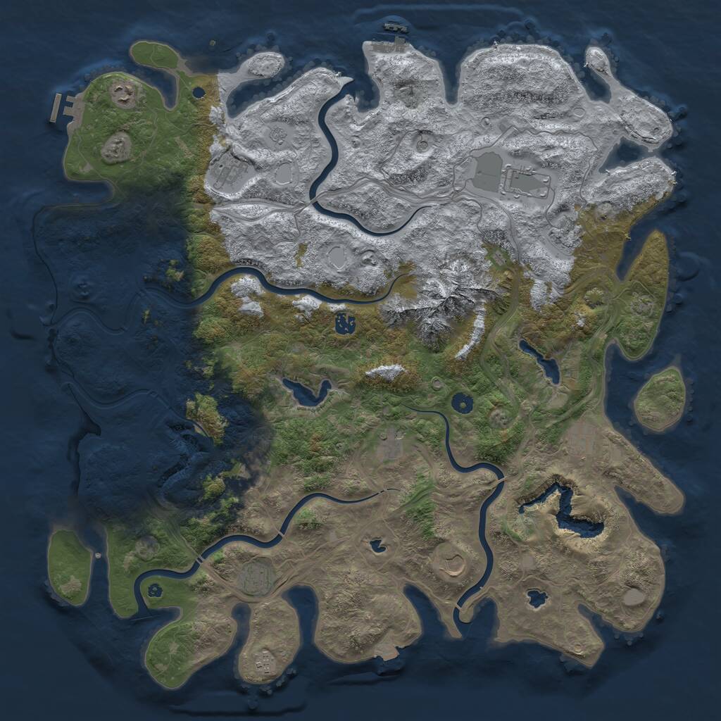 Rust Map: Procedural Map, Size: 5000, Seed: 4604362, 17 Monuments