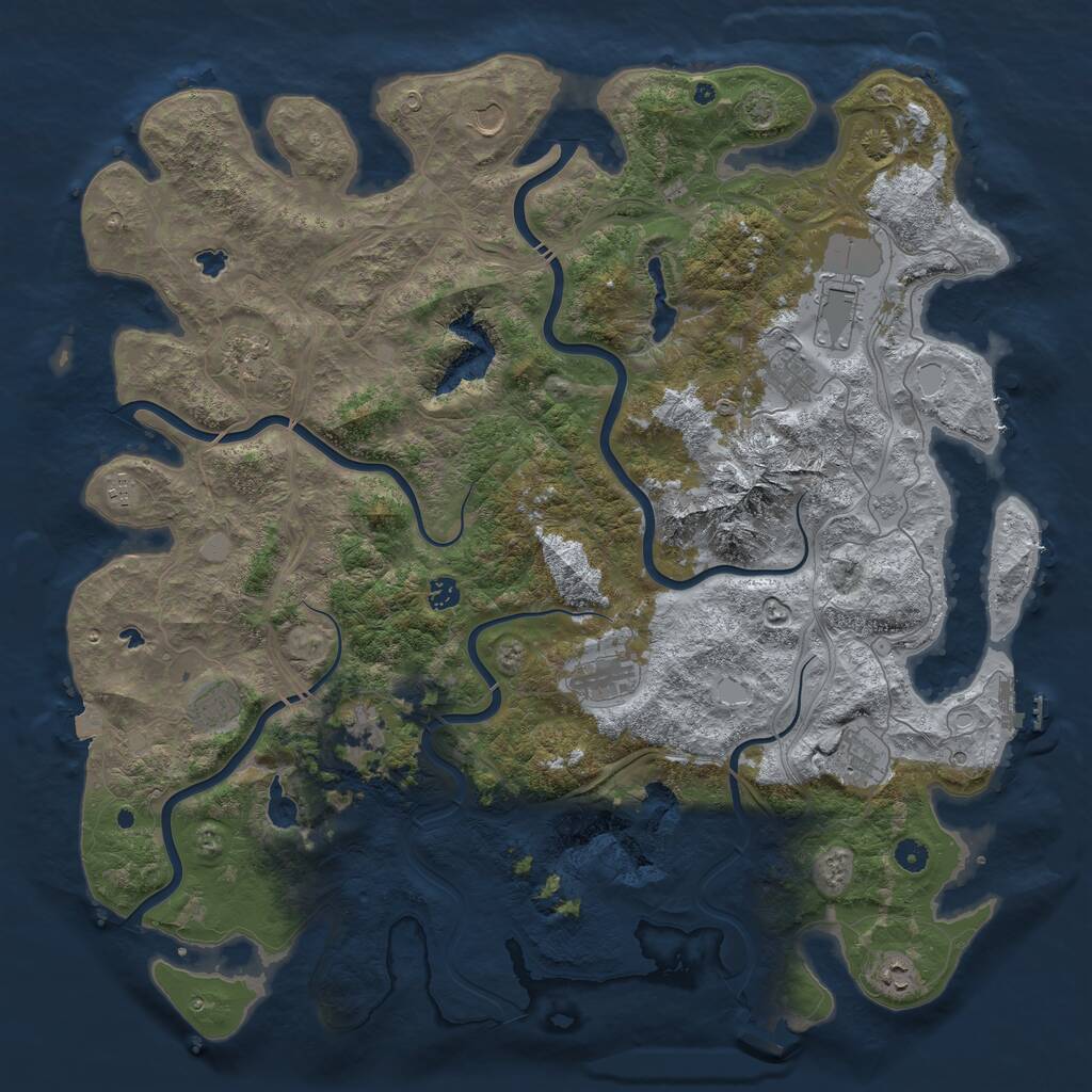 Rust Map: Procedural Map, Size: 5000, Seed: 523164766, 17 Monuments