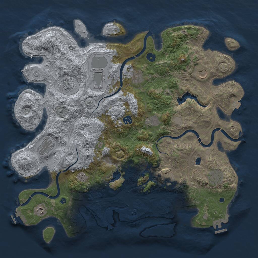 Rust Map: Procedural Map, Size: 4300, Seed: 1055823830, 17 Monuments
