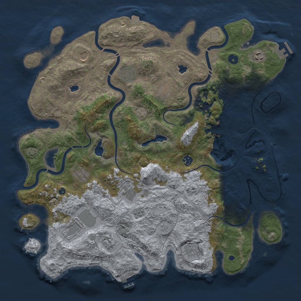 Rust Map: Procedural Map, Size: 4500, Seed: 199921627, 17 Monuments