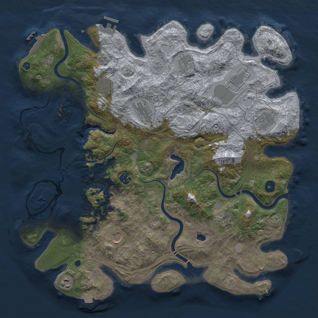 Rust Map: Procedural Map, Size: 4250, Seed: 697512345, 16 Monuments